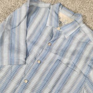Tommy‎ Bahama Shirt Mens Large Blue 100% Linen Relax S/S Camp Cruise Resort